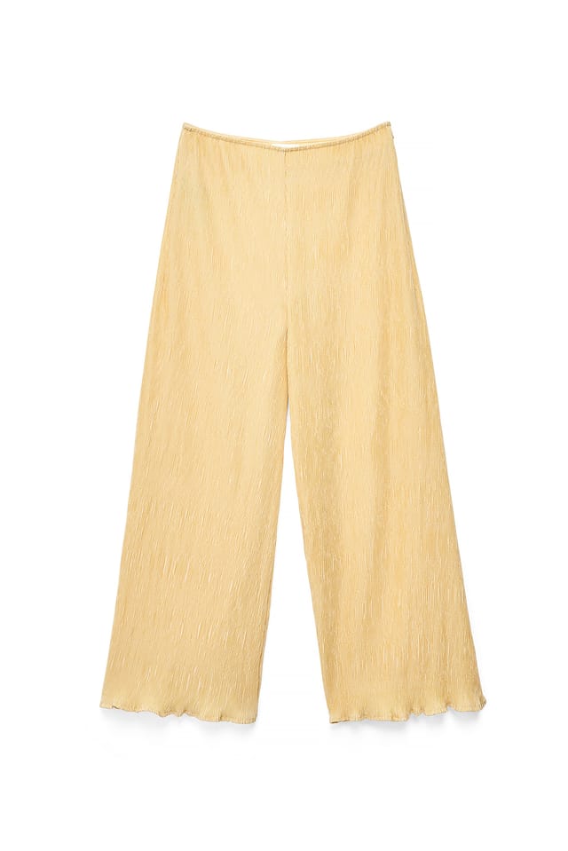 Light Yellow Strukturierte Hose mit mittlerer Taille