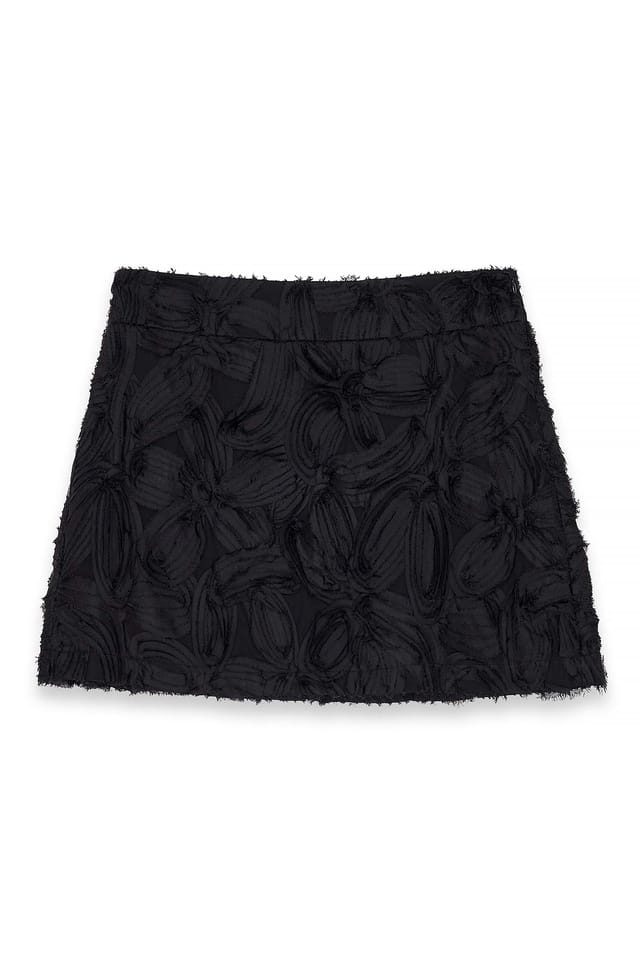 Black Gestructureerde minirok