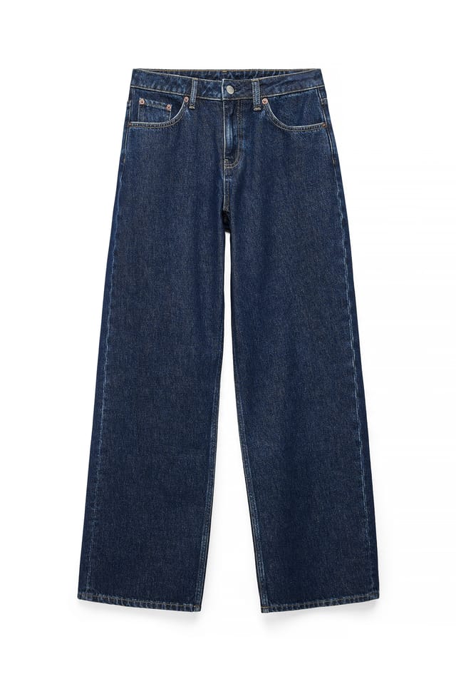 Dark Blue Studio Low Waist Baggy Jeans