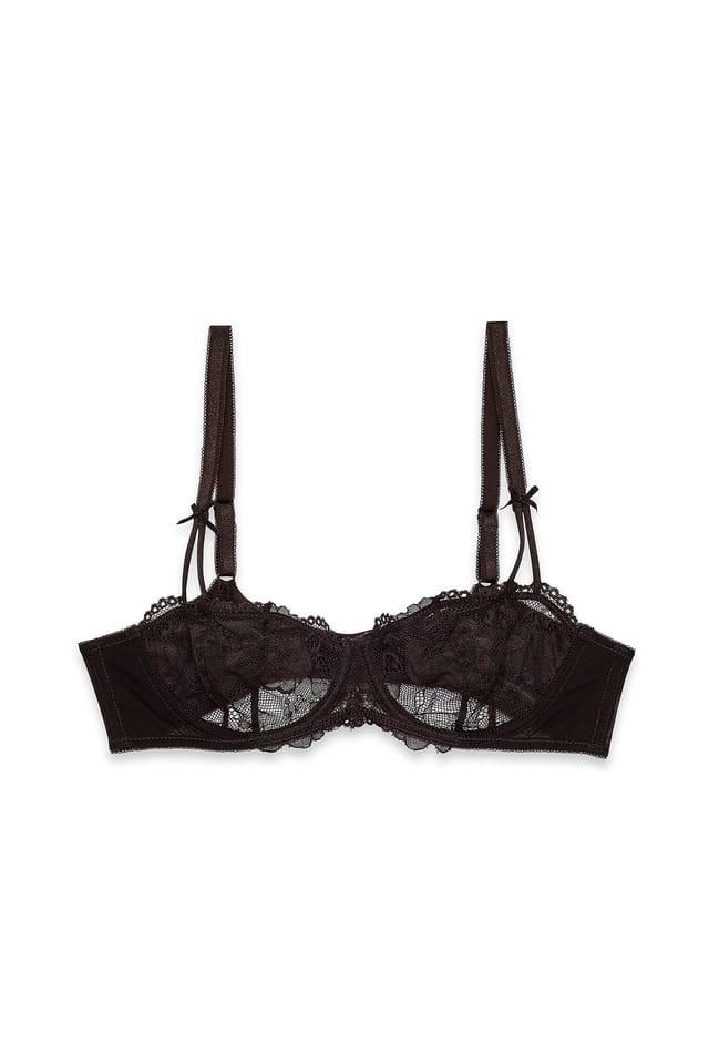 Dark Brown Soutien-gorge balconnet à nœud en sucre