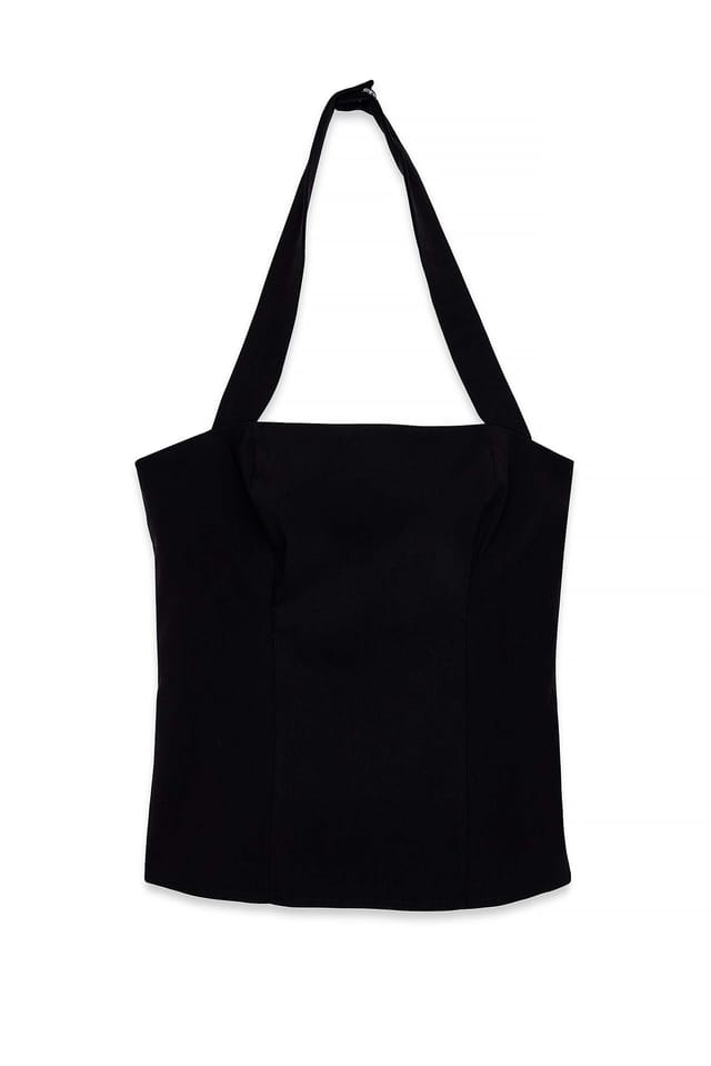 Black tailliertes Korsett-Top mit Neckholder