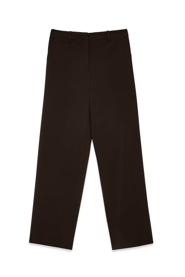 Brown Tailored Mid Waist Pants