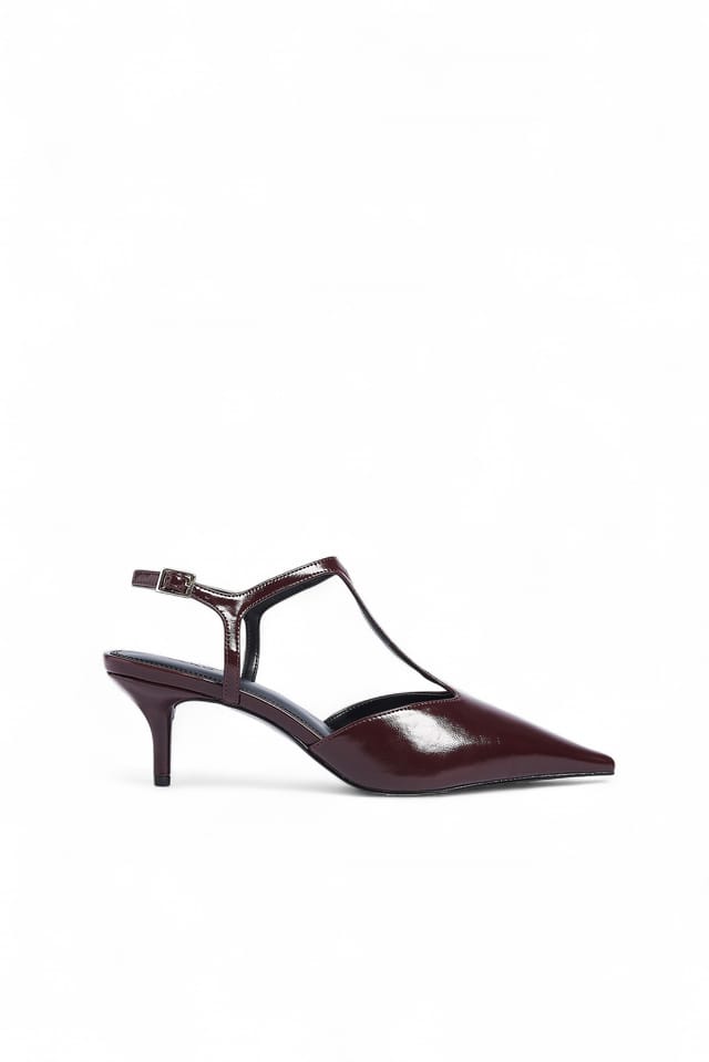 Burgundy T-Bar Pumps