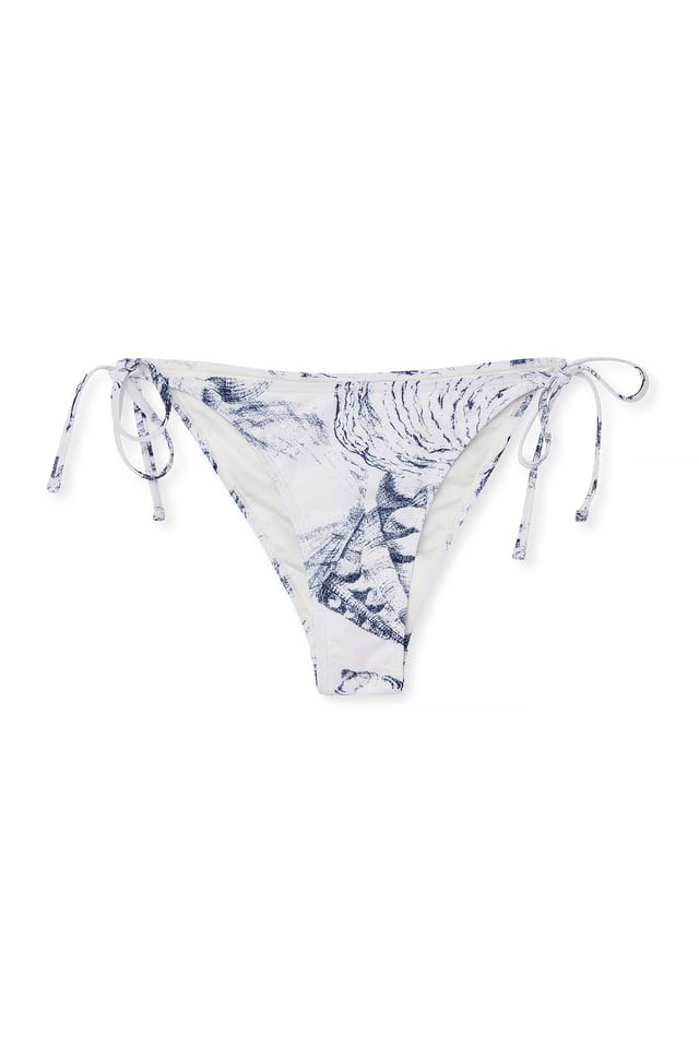 Blue Stone Pattern Tie Strap Bikini Panty