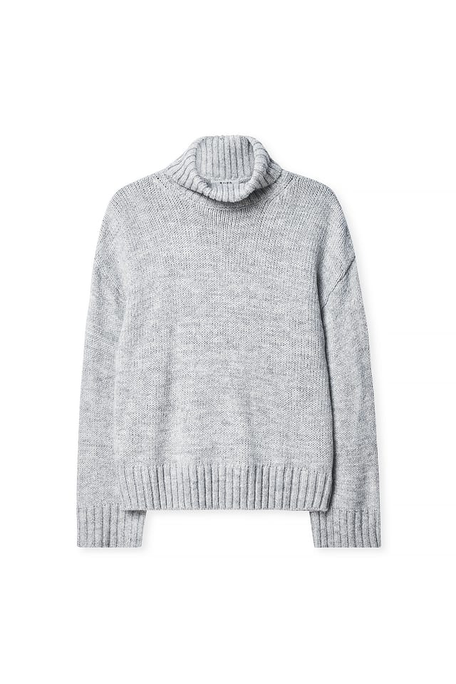 Grey Stickad tröja med halvpolo