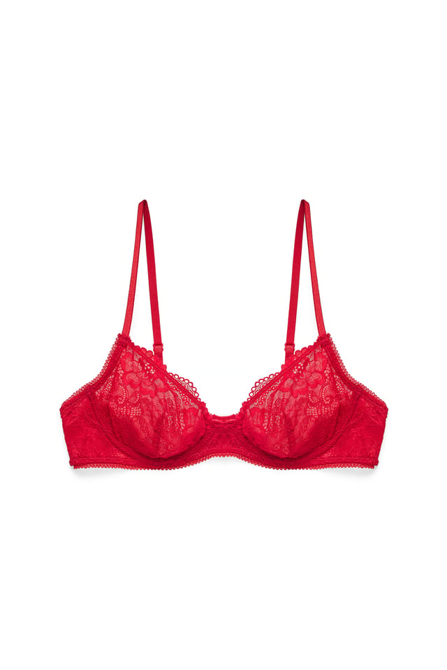 Red Underwired Lace Bra