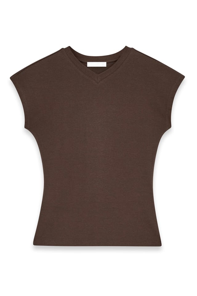 Brown T-Shirt mit V-Ausschnitt