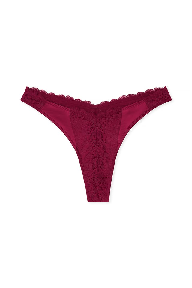 Burgundy V-förmiges Spitzenhöschen
