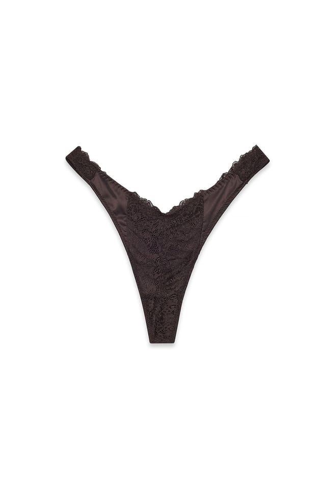 Chocolate Brown V-förmiges Spitzenhöschen