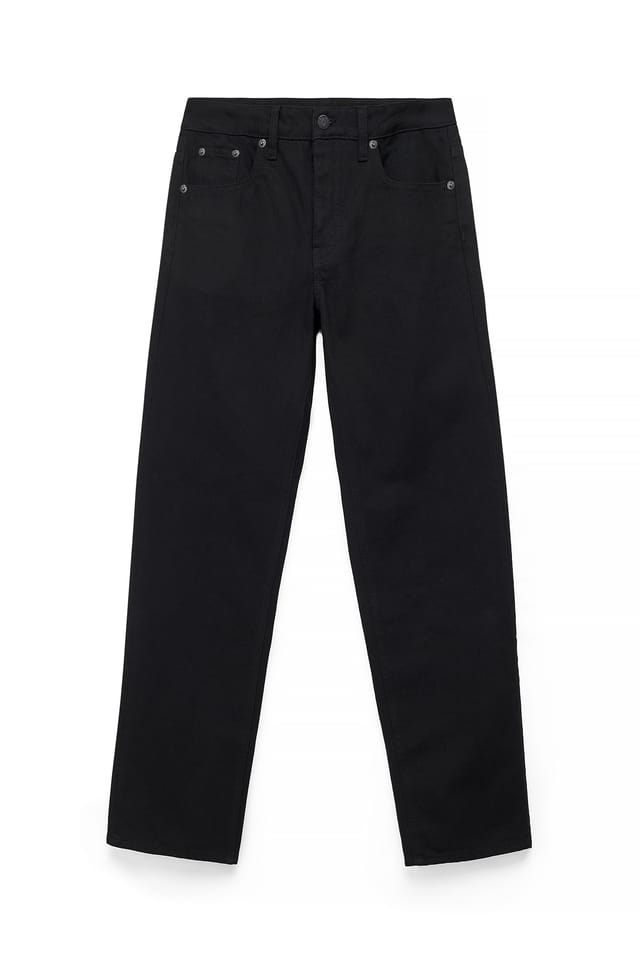 Black Way Mid Waist Straight Jeans