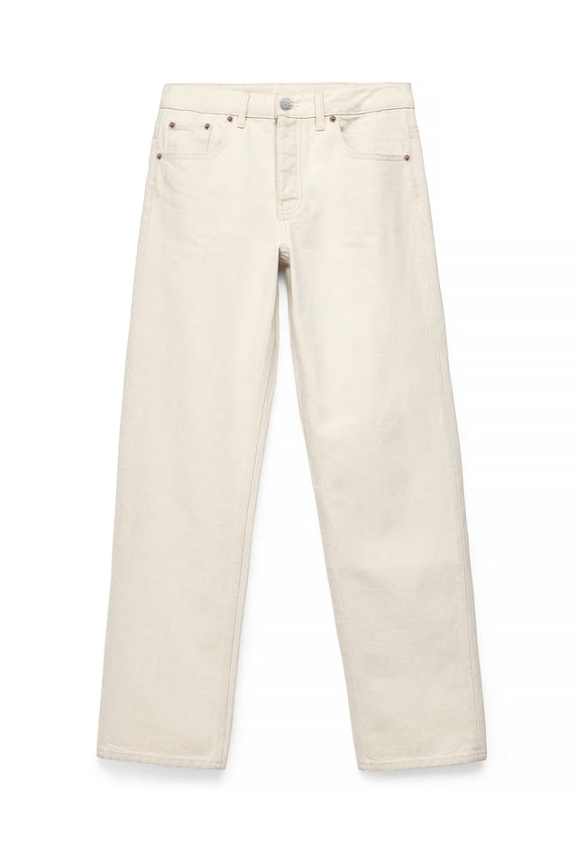 Beige Way Mid Waist Straight Jeans