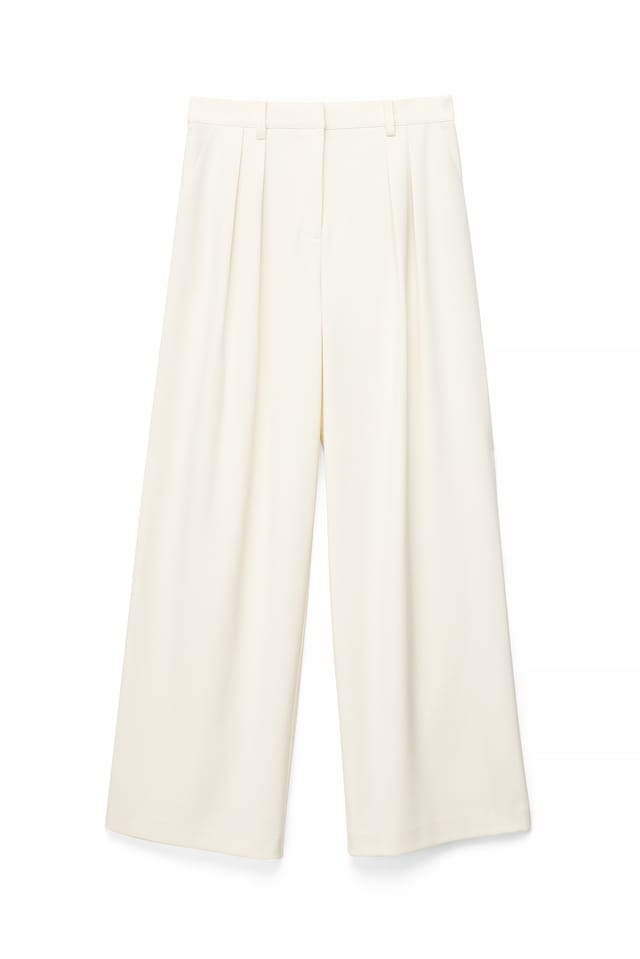 White Anzughose mit weitem Bein und hohem Bund