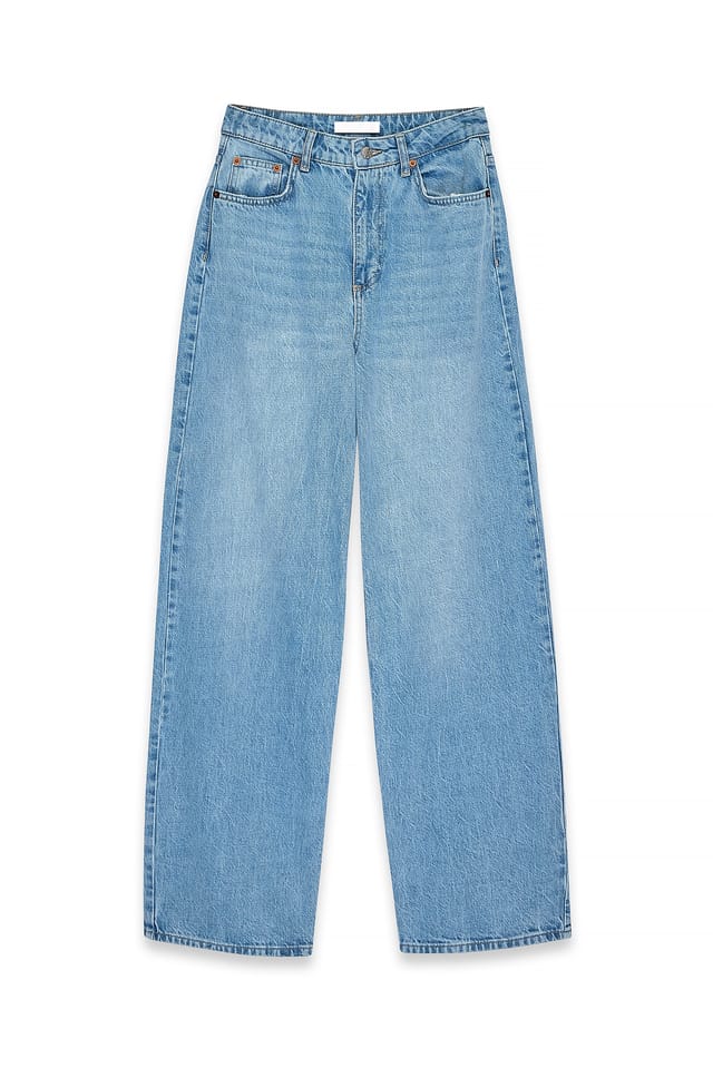 Light Blue Weite Jeans mit hoher Taille