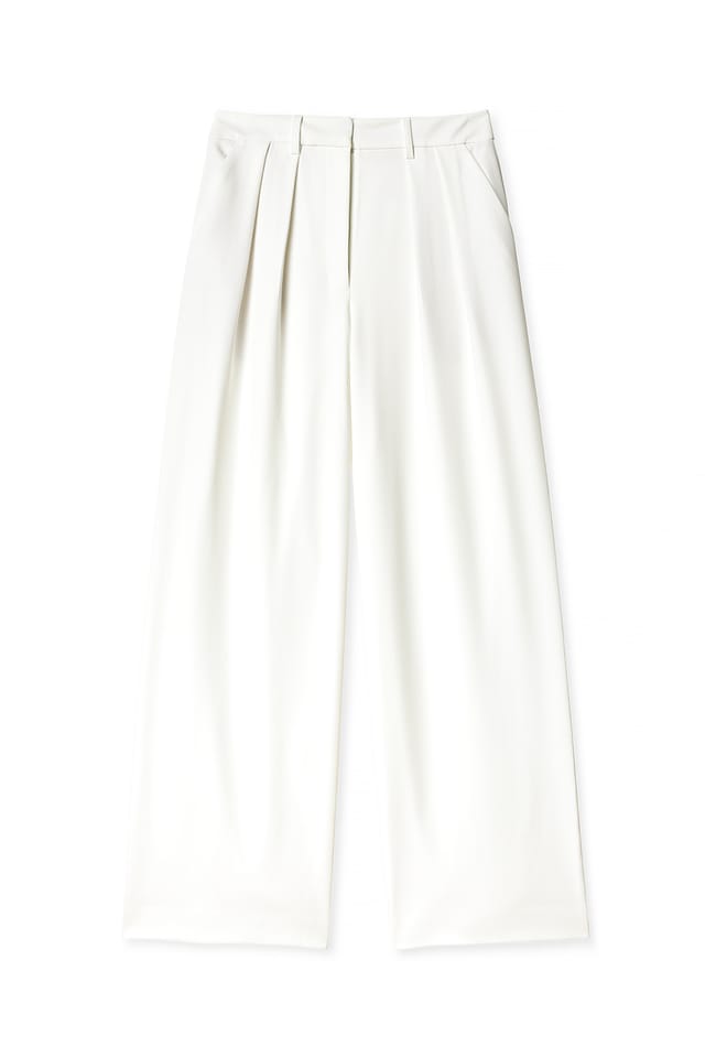 White weite Anzughose mit hoher Taille