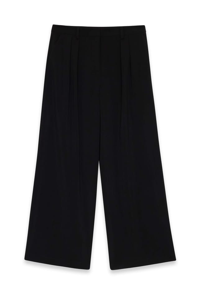 Black Anzughose mit weitem Bein und hohem Bund