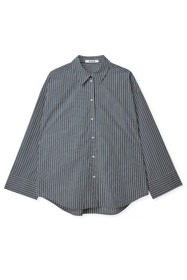 Navy Stripe Oversized bomuldsskjorte