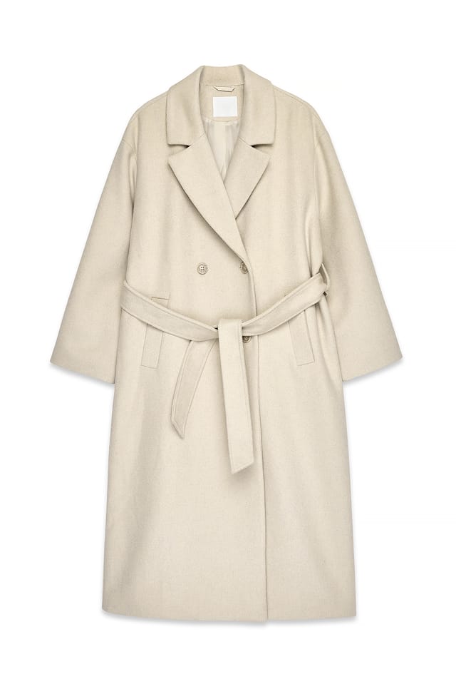 Light Yellow Kappa i ullblandning med scarf-detalj