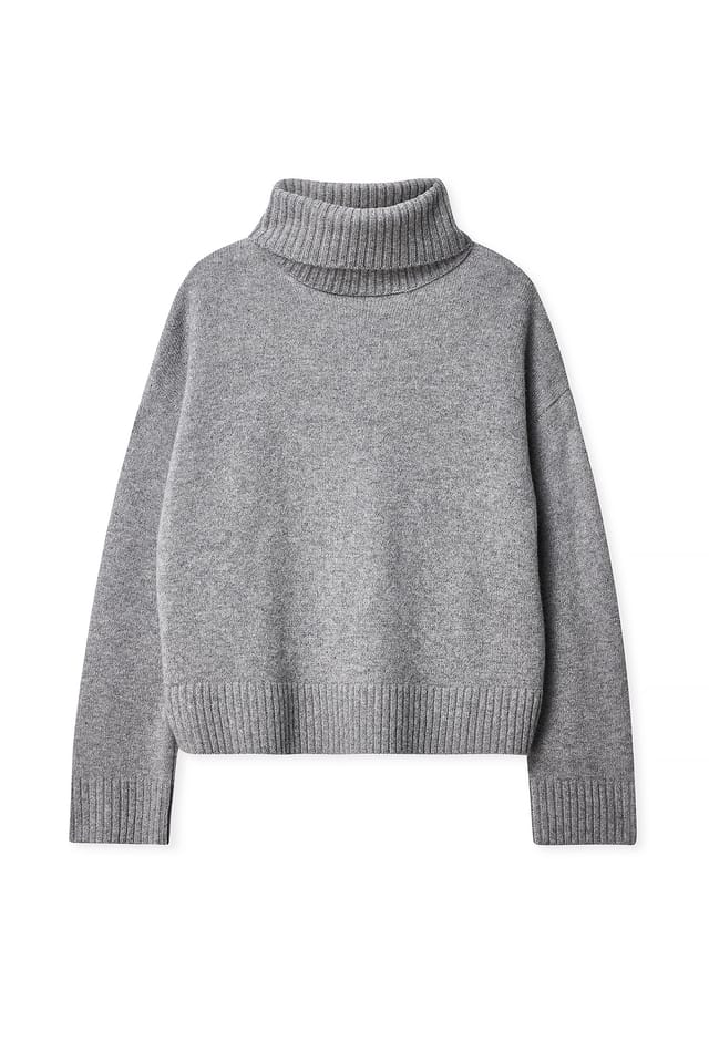 Dark Grey Tröja i ull med turtleneck