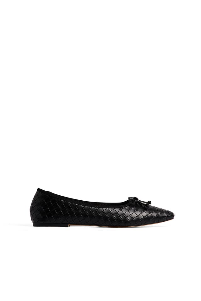 Black Woven Ballerinas