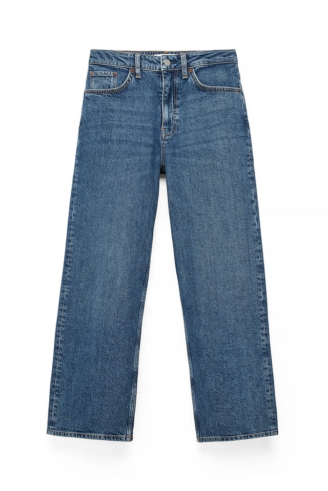 Mid Blue Yard High Waist Ankle Jeans