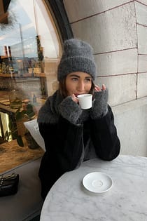 Alpaca Blend Hairy Fingerless Gloves