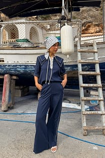 Straight Mid Waist Cotton Trousers