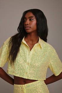 Cropped Boxy Sequin Shirt