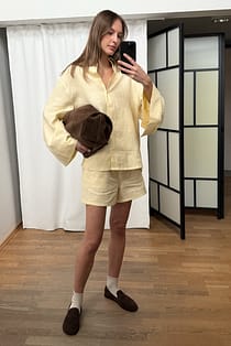 Leinenshorts mit Kordelzug