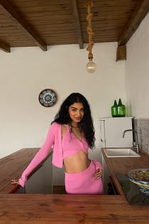 Finstrikket åpen cardigan