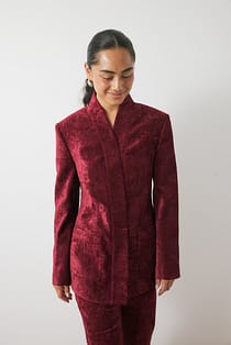 taillierter Chenille-Blazer mit hohem Kragen