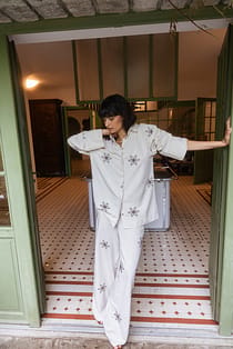 Flower Detail Mid Waist Trousers