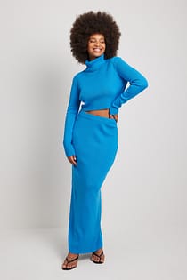 Knitted High Waist Maxi Skirt