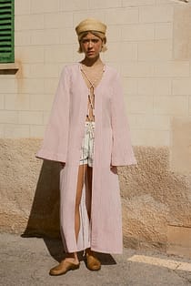 Linen Blend Striped Caftan
