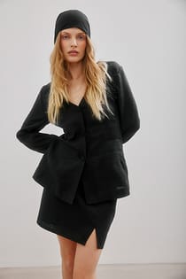 Linen Side Slit Mini Skirt