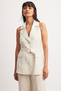 Long Tailored Belted Vest