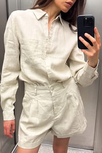 Kurze Leinenhose
