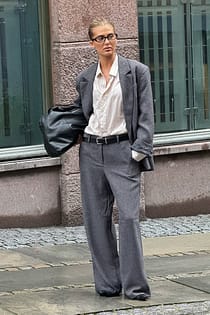 Mid Waist Wide Leg Structured Pants
