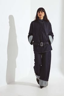 Mid Waist Fold up Detail Denim