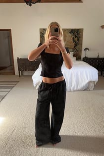 Embroidery Detail Loose Pants