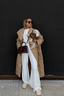 Gerecycleerde geribde loungewear broek met losse pasvorm