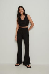 Geribde broek met trekkoord