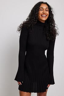 Knitted Flounce Mini Dress