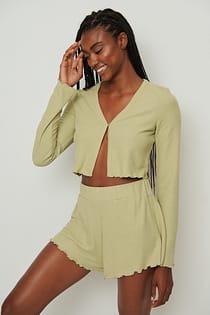 Babylock vaflet loungewear top i genanvendt materiale