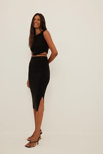 Rib Knitted Midi Skirt