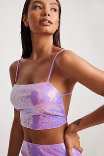 Square Neck Sequin Top