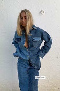 Tweekleurig denim overshirt