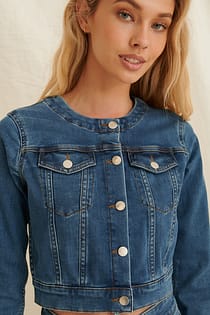 Organische cropped denim jack