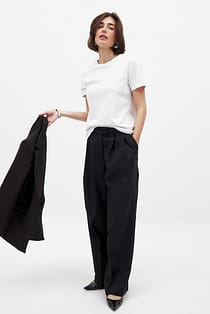 Pleated Wide Leg Suit Pants