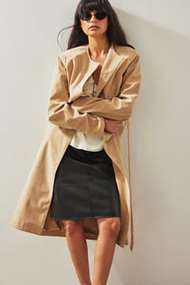 Faux Suede Belt Coat