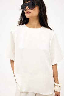 Satin Shoulder Pad T-shirt